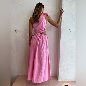 Coco & Lola By Nicole Gabriella One Shoulder Midi Dress in Pink Grapefruit